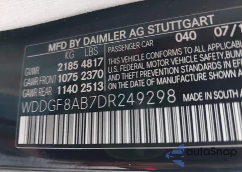 2013 Mercedes-Benz C 300 Luxury 4Matic/Sport 4Matic z USA, uszkodzony, nr VIN WDDGF8AB7DR249298